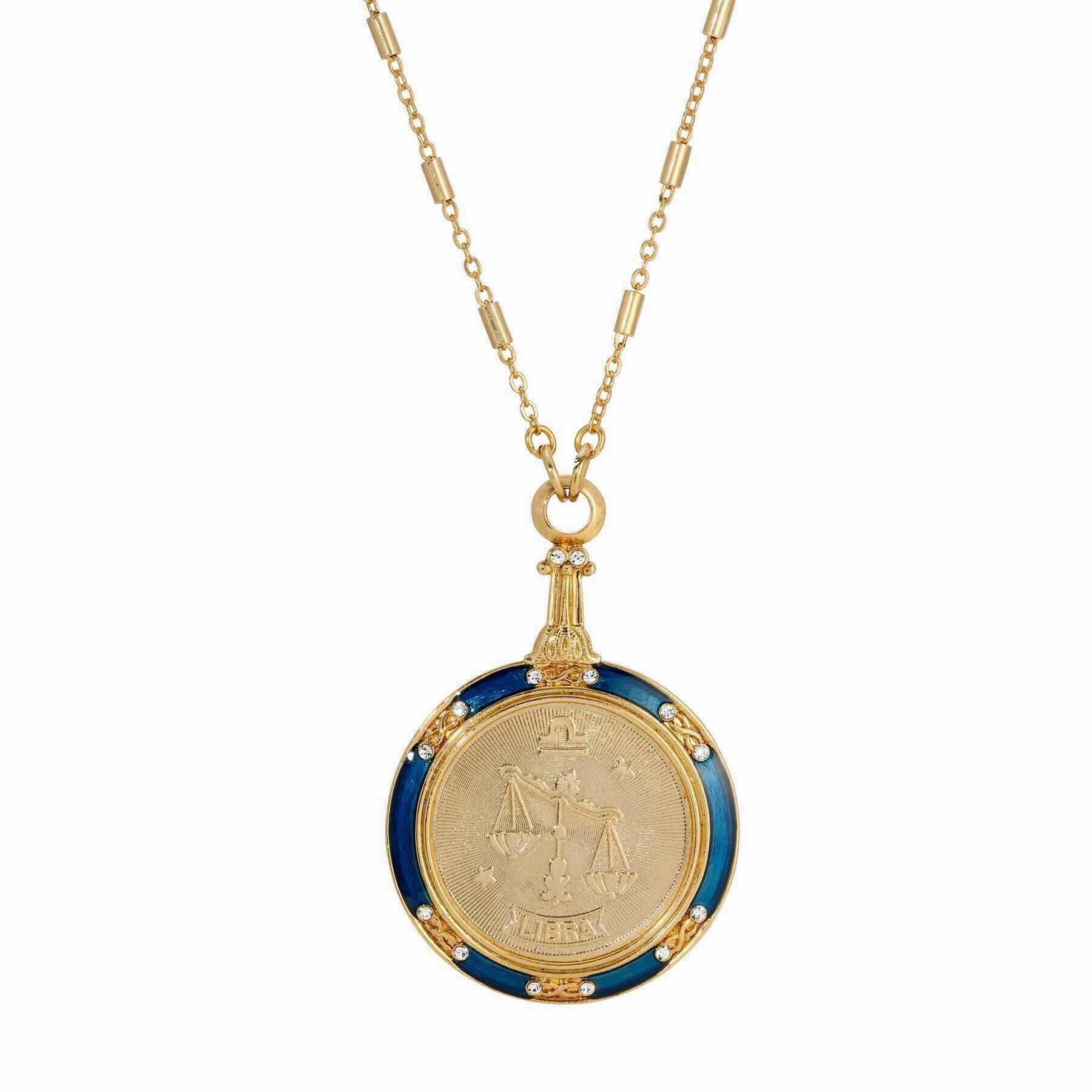 1928 Jewelry Astrological Sign Round Pendant Zodiac Necklace 28"