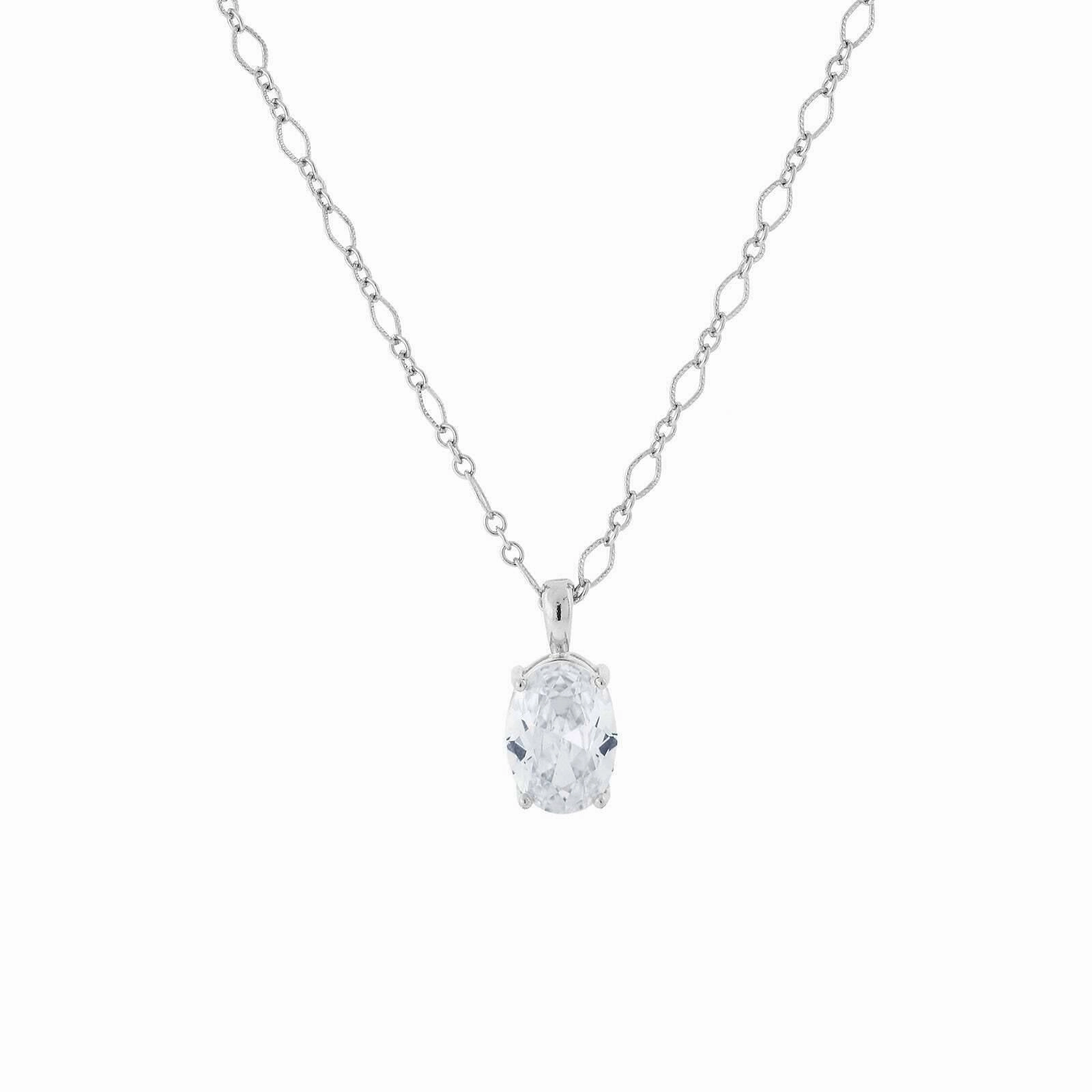 1928 Jewelry Oval Cubic Zirconia Pendant Necklace 16"   3" Extender