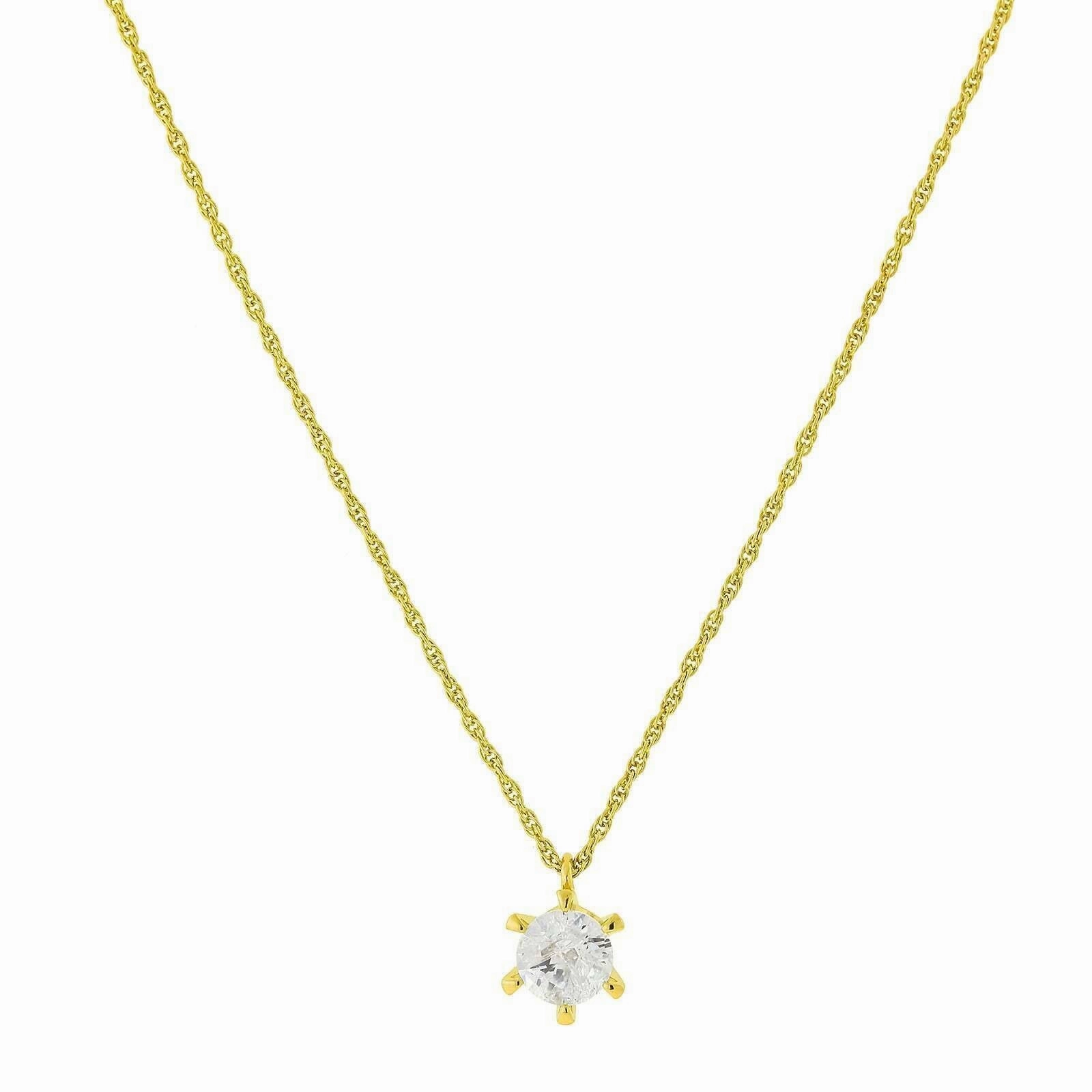 1928 Jewelry Round Setting Cubic Zirconia Pendant Necklace 16"   3" Extender