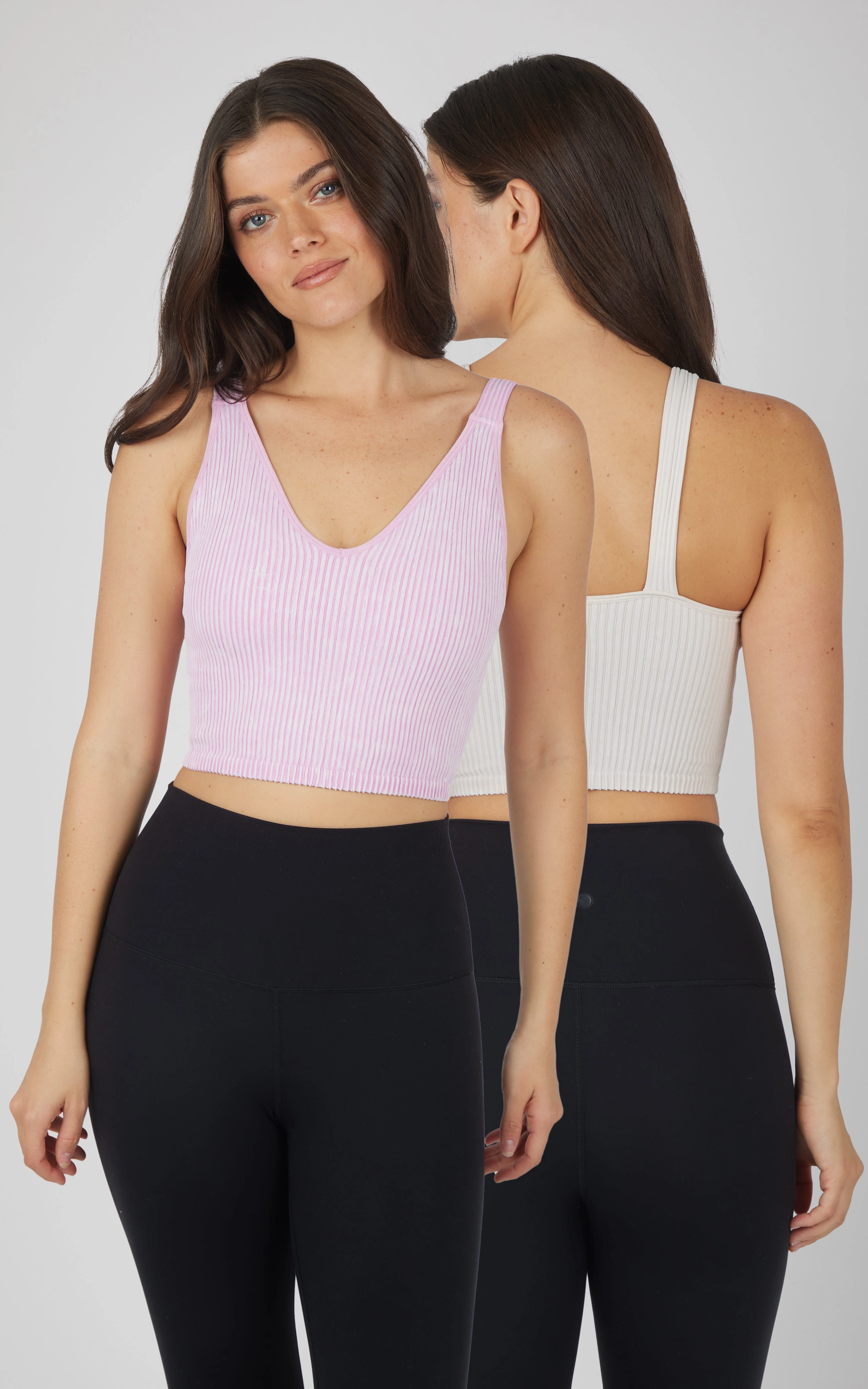 2 PK Stone Wash V-Neck Tank