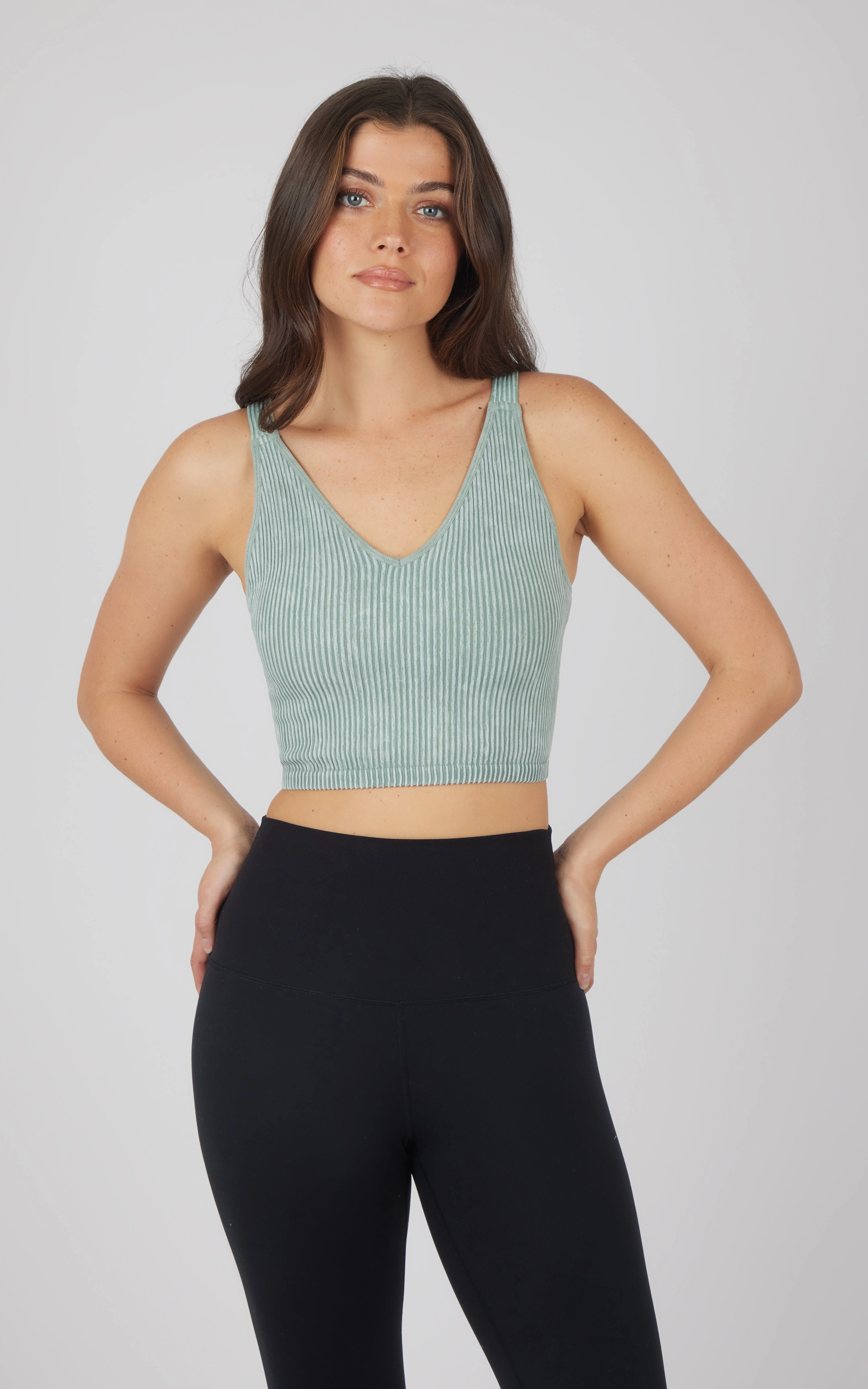 2 PK Stone Wash V-Neck Tank