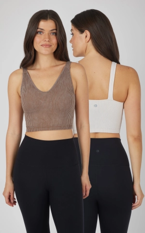 2 PK Stone Wash V-Neck Tank
