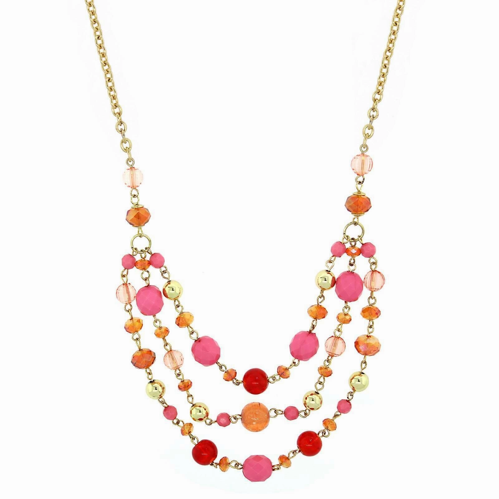 2028 Jewelry Lux Cut Crystal Beaded 3-Strand Necklace 16"   3" Extender