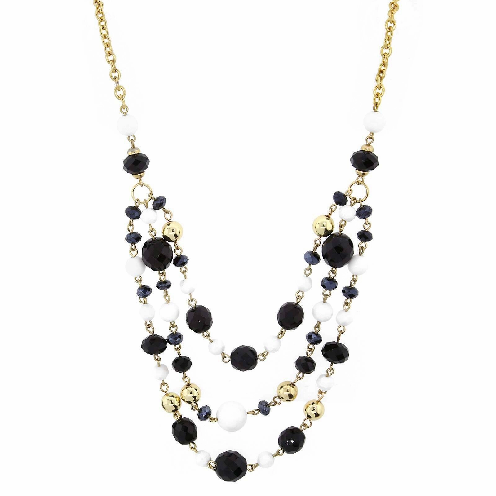 2028 Jewelry Lux Cut Crystal Beaded 3-Strand Necklace 16"   3" Extender