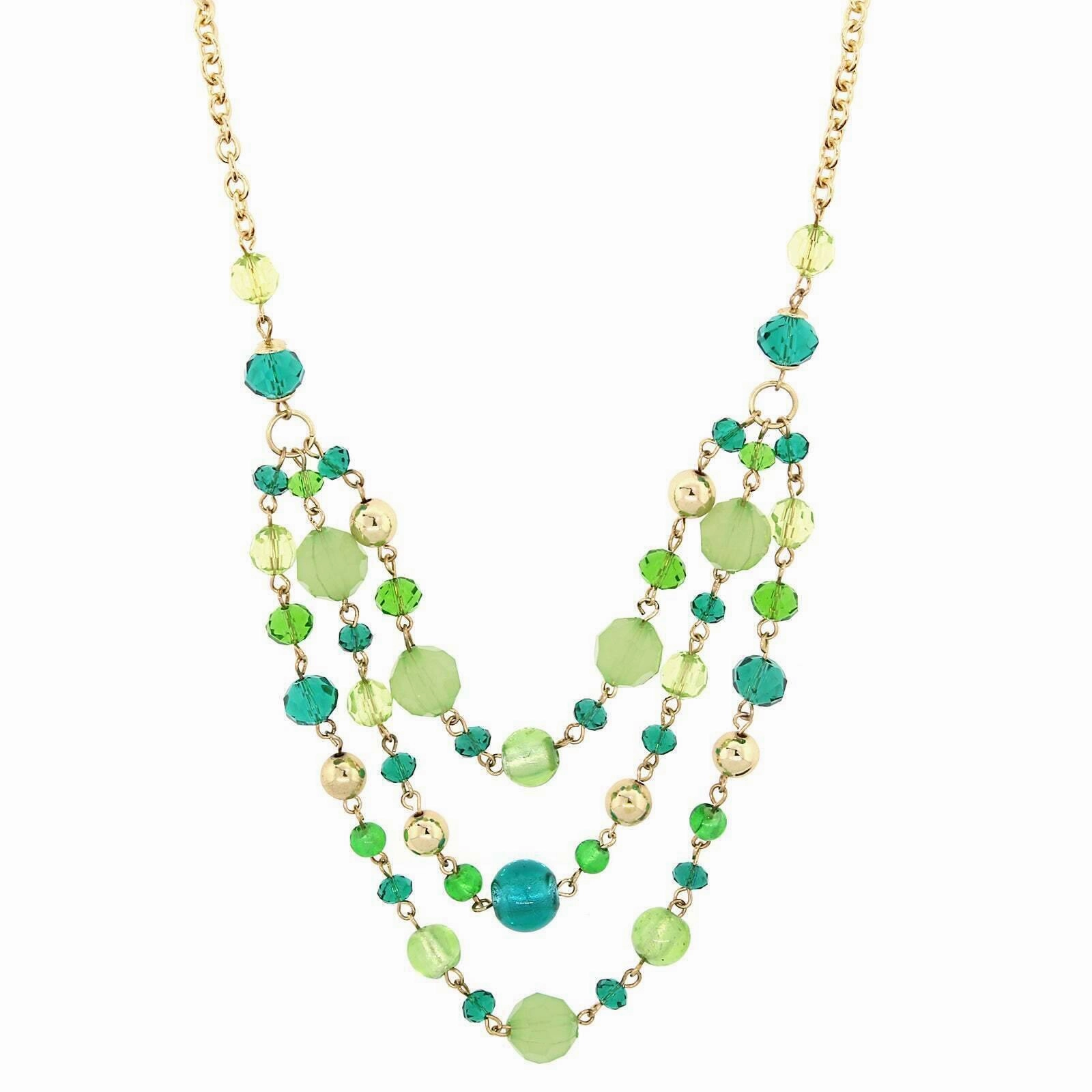 2028 Jewelry Lux Cut Crystal Beaded 3-Strand Necklace 16"   3" Extender