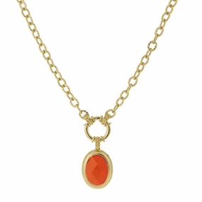 2028 Jewelry Oval Faceted Semi-Transparent Pendant Necklace 16"   3" Extender