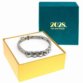 2028 Jewelry Round Clear Crystal Stretch Bracelet