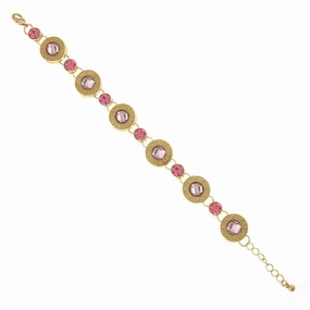 2028 Jewelry Round Medallion Stone Link Bracelet