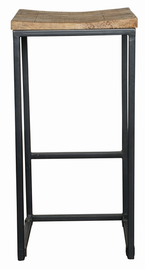 " Wood Brown And Black Iron Backless Counter Height Bar Chair