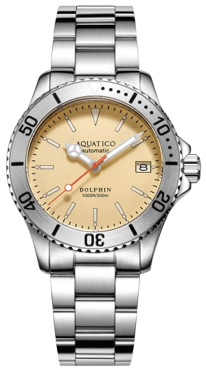 Aquatico Dolphin 39mm Automatic Dive Watch Bright Yellow