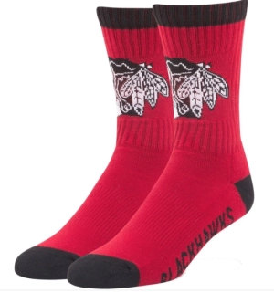 Chicago Blackhawks Men's Bolt Sport Casual Dress Crew Socks