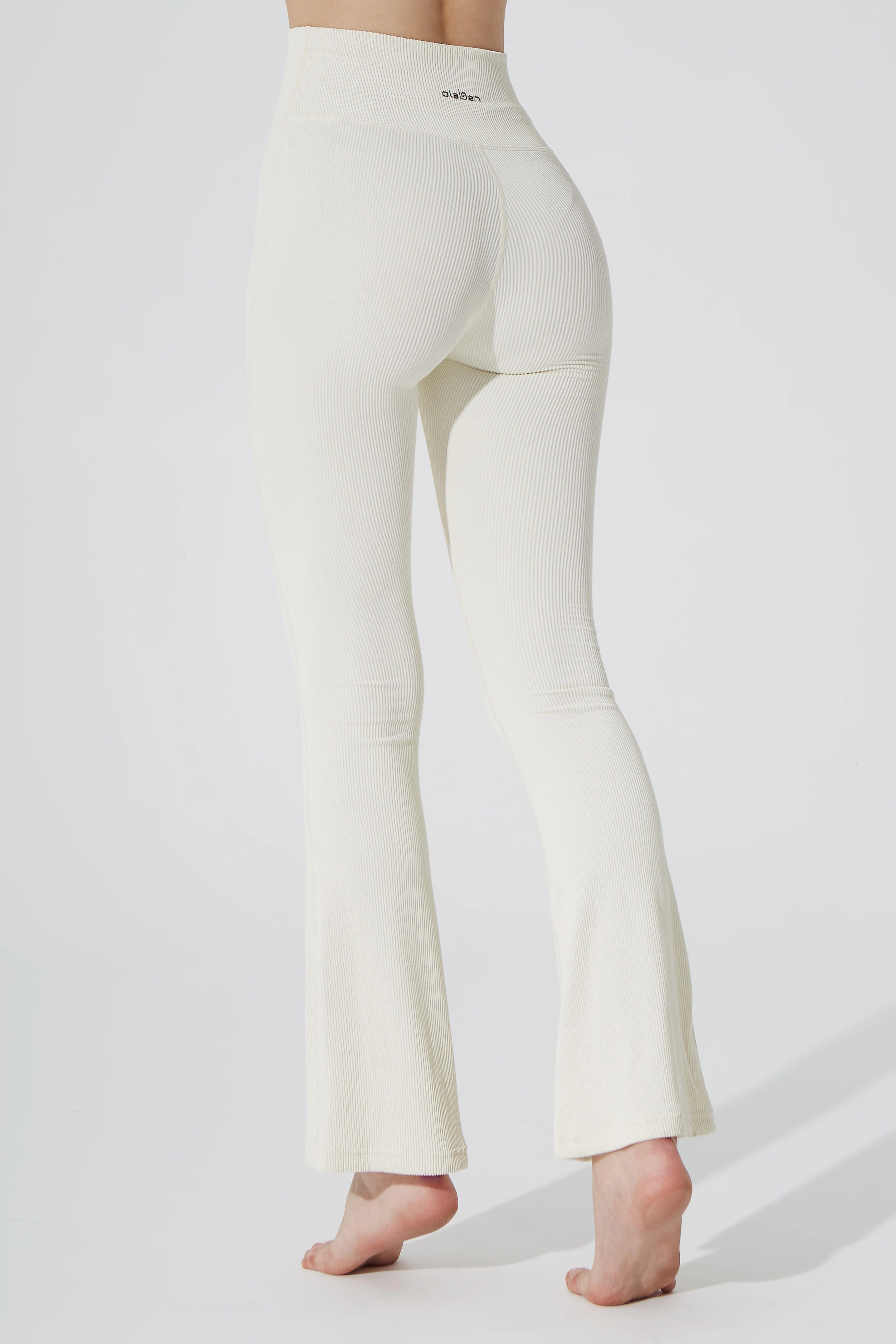 Evana Flare Ribbed Legging - Cream