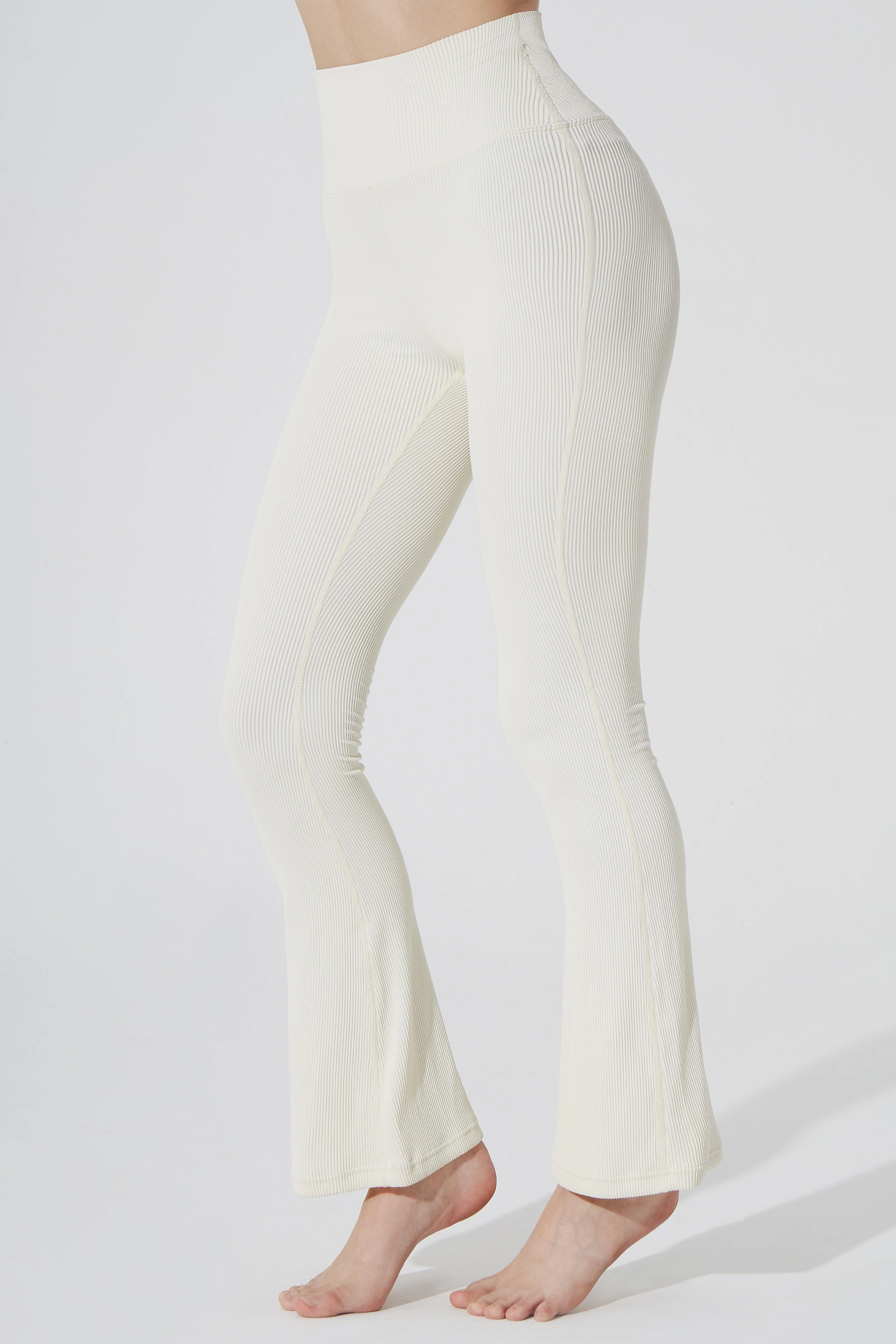 Evana Flare Ribbed Legging - Cream