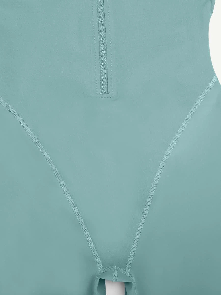 Fashion Zipper Front Slit Sports Sauna Jumpsuit