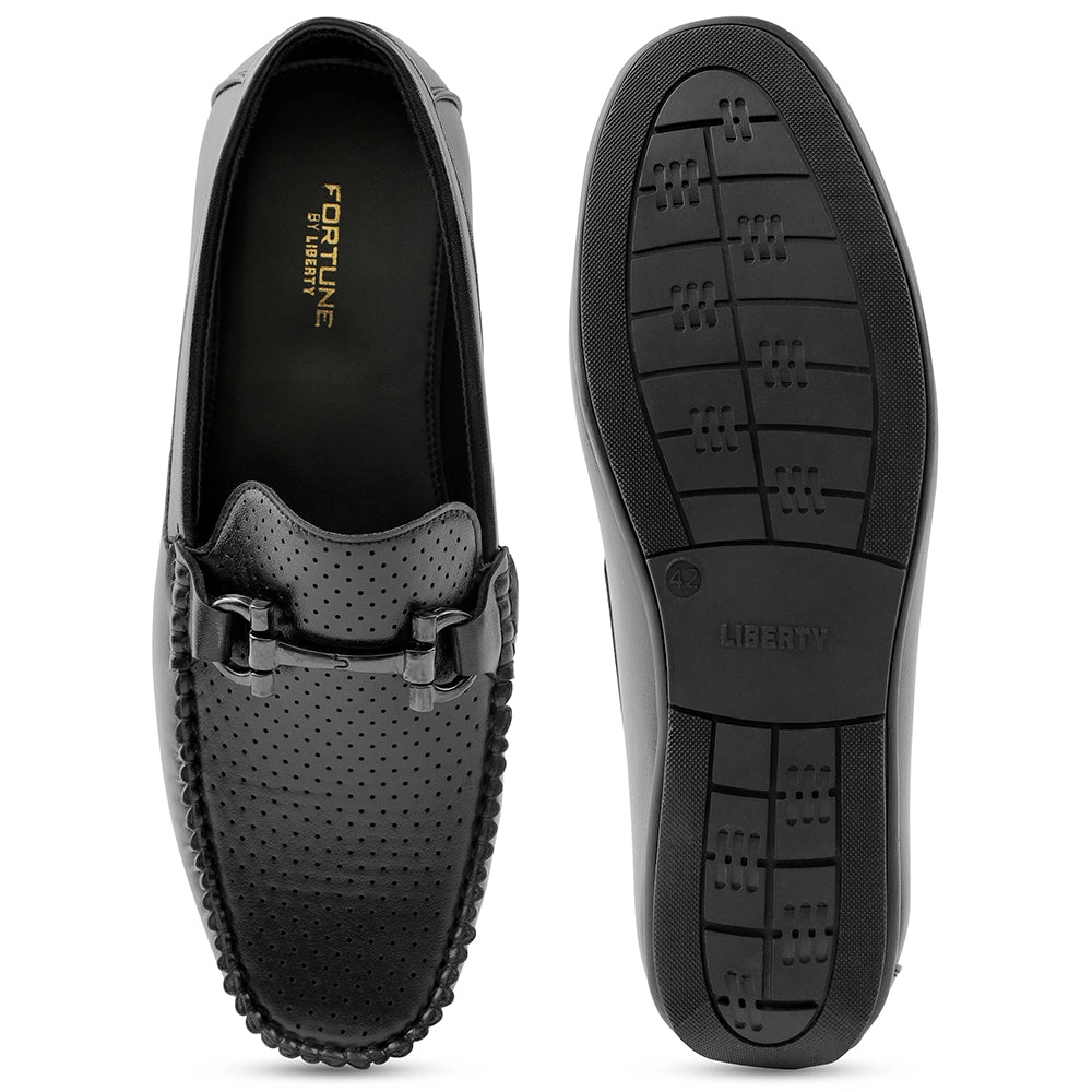Fortune Black Casual Loafers For Men HML-10E By Liberty