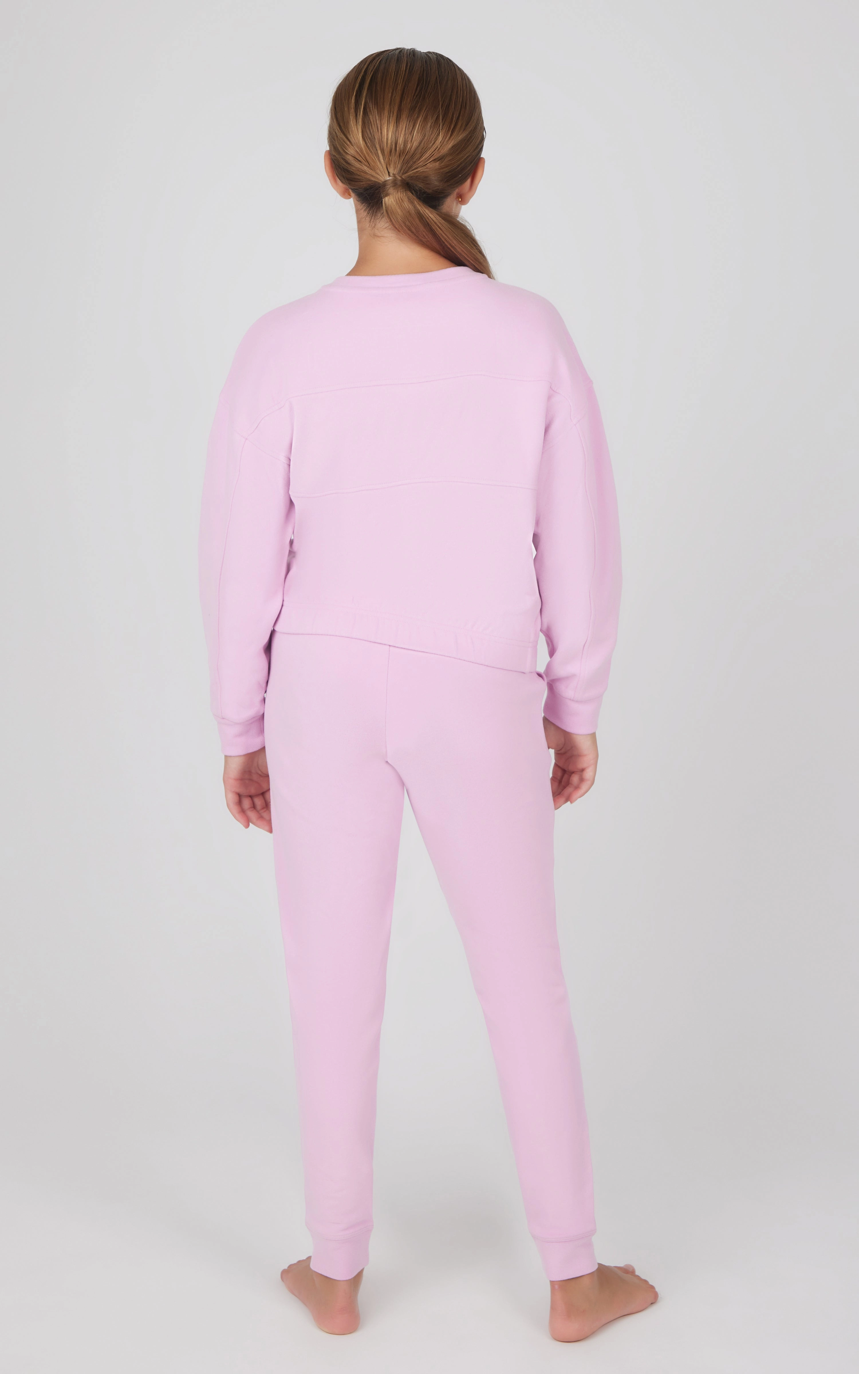 Girls 2 PC Melange Long Sleeve Top and Jogger Set