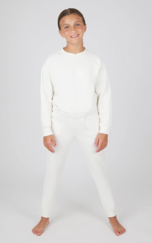 Girls 2 PC Melange Long Sleeve Top and Jogger Set