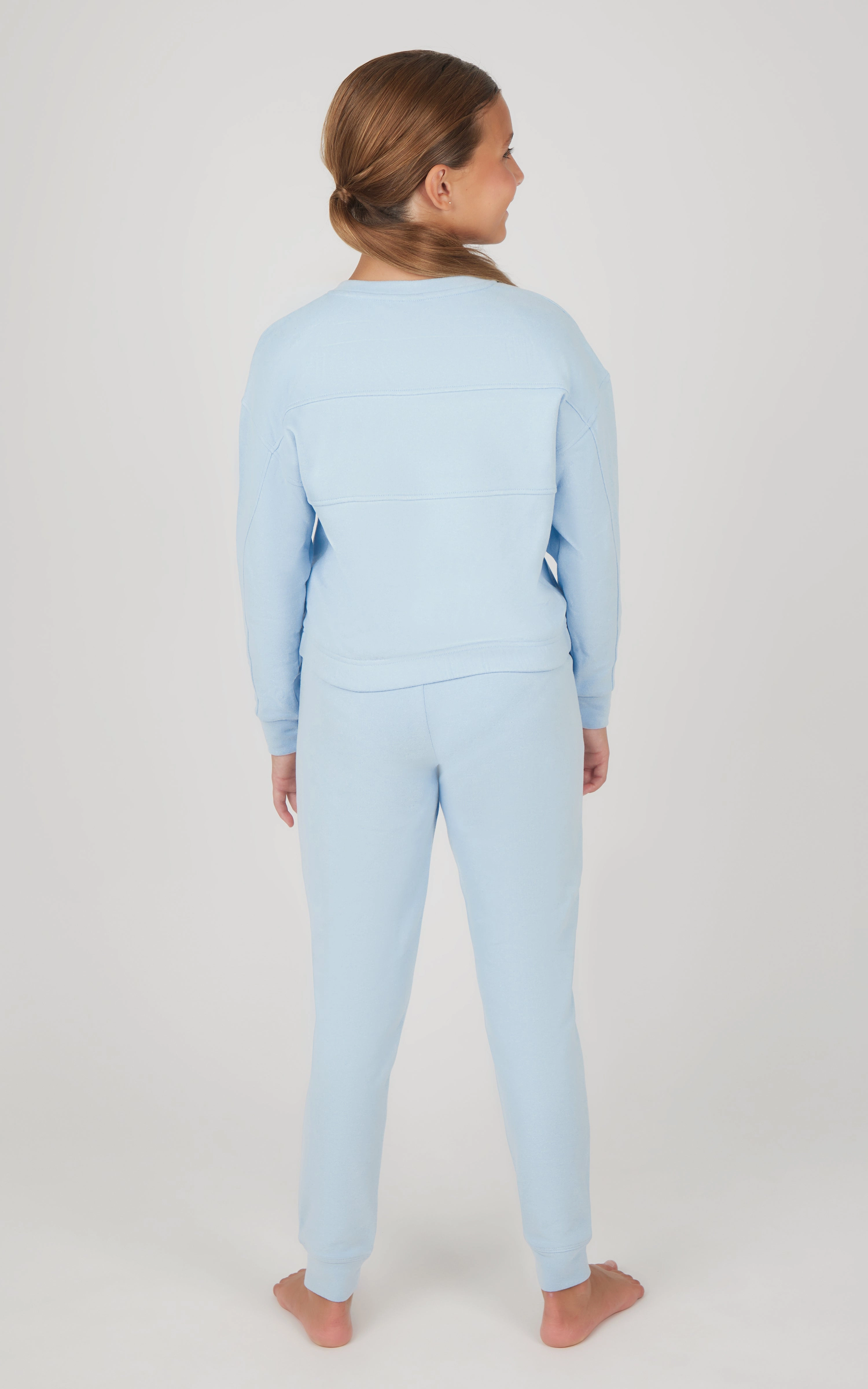 Girls 2 PC Melange Long Sleeve Top and Jogger Set