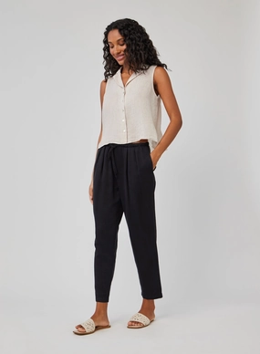 Lina Pleated Drawstring Trouser - Black