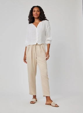 Lina Pleated Drawstring Trouser - Khaki Shell