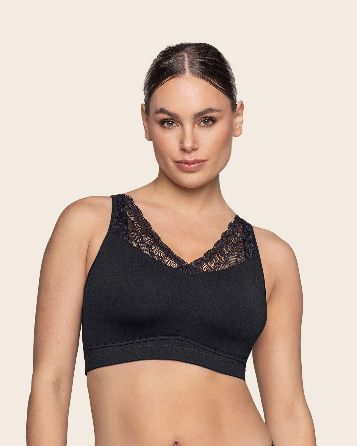 Mastectomy Pocketed Lace Trim Wireless Bra