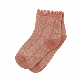 Patterned Scallop Rib Socks - Rouge
