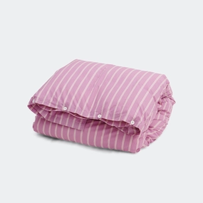 Percale Duvet Cover - Mallow Pink Stripes