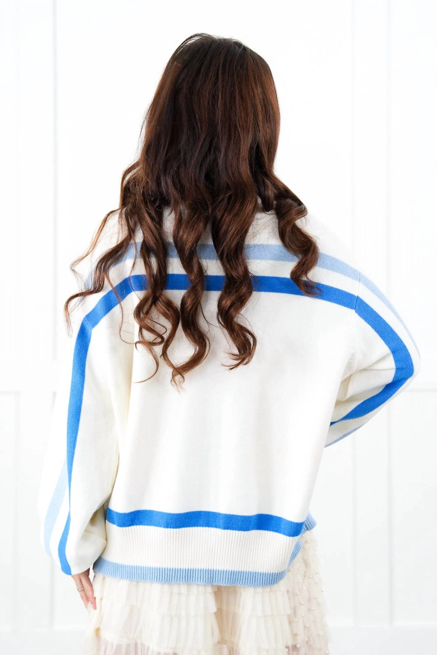 "get Lit" Menorah Stripe Sweater In White