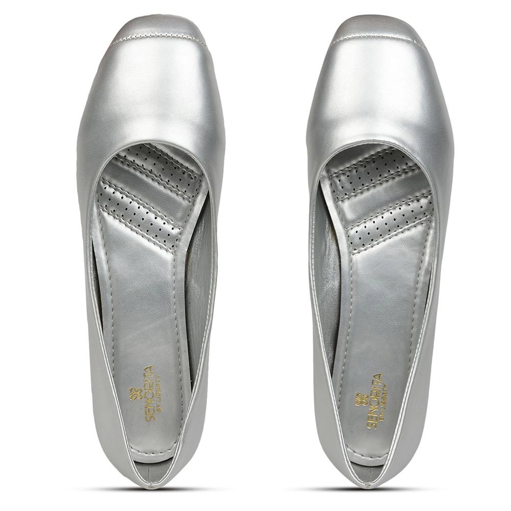 Senorita Fashion (Silver) Ballerina Shoes For Ladies GIF-249 By Liberty