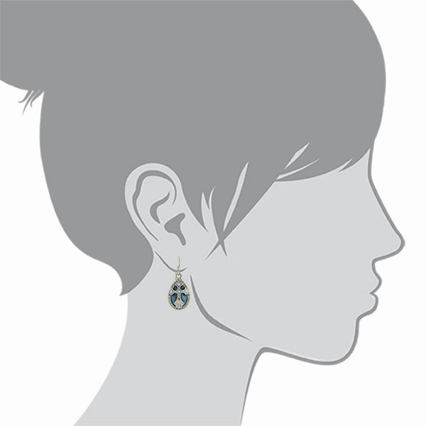 Symbols Of Faith Blue Enamel Crystal Cross Teardrop Earrings