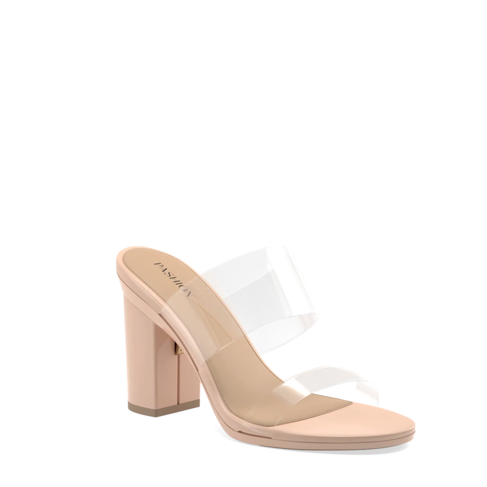 The Slide - Clear/Sand    Block Heel Kit 4 Sand