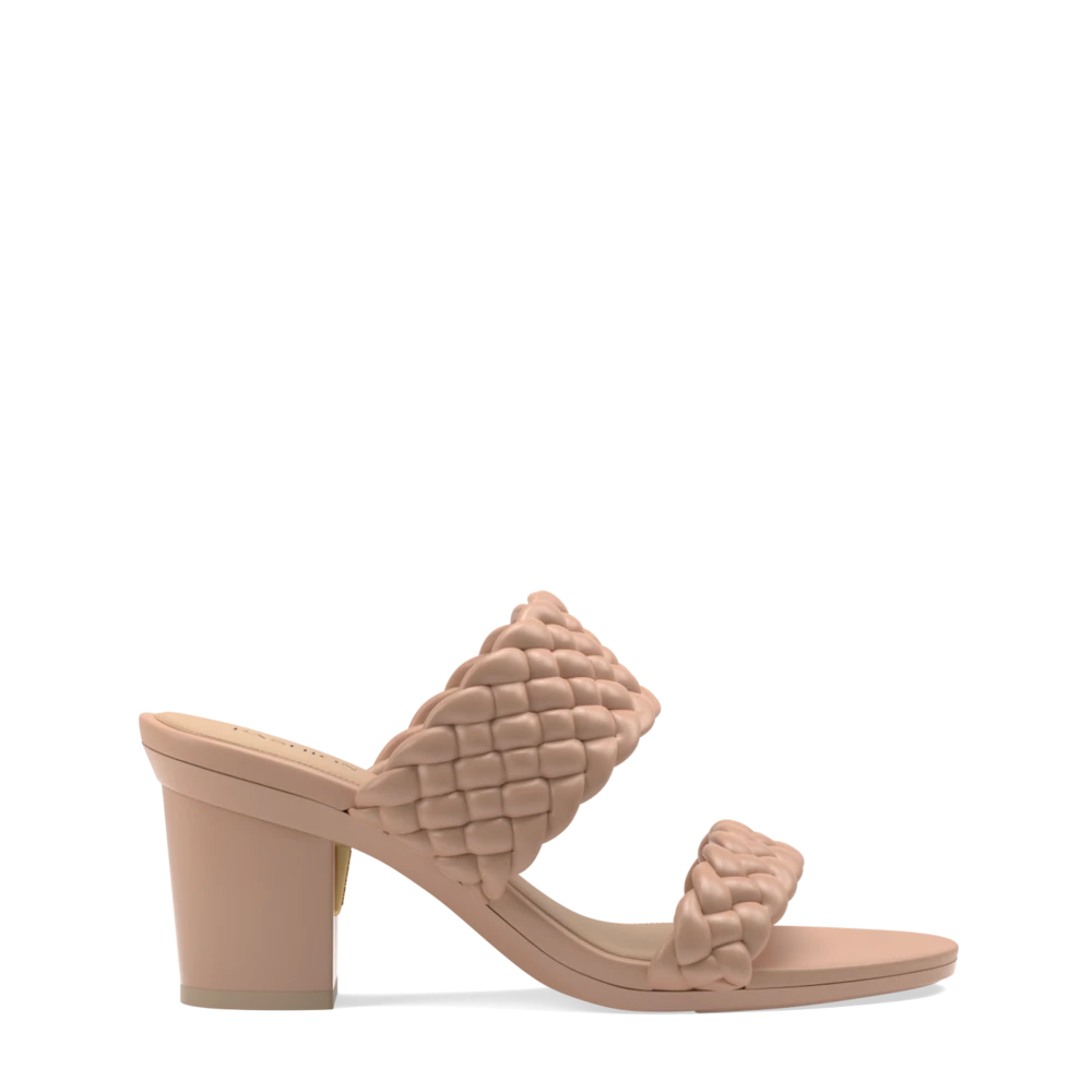 The Slide - Latte Braid   Block Heel Kit 3 Latte - FINAL SALE