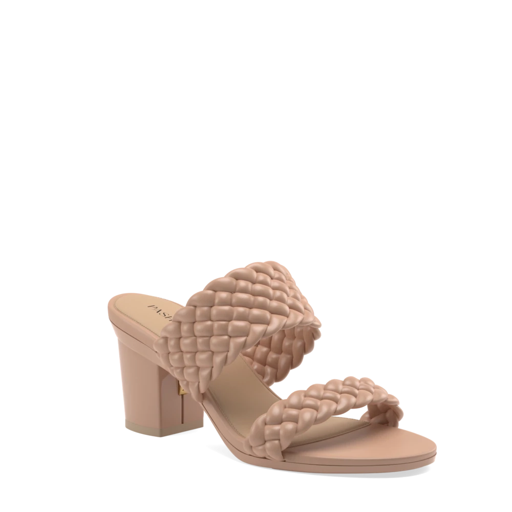 The Slide - Latte Braid   Block Heel Kit 3 Latte - FINAL SALE