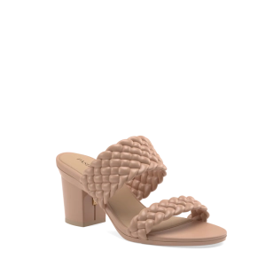 The Slide - Latte Braid   Block Heel Kit 3 Latte - FINAL SALE