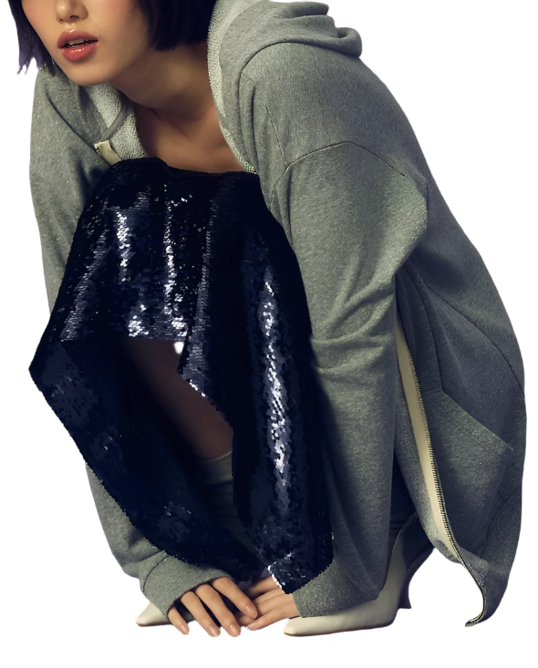 TLA Oversized Zip Up Hoodie Heather