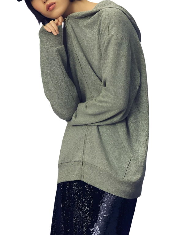 TLA Oversized Zip Up Hoodie Heather