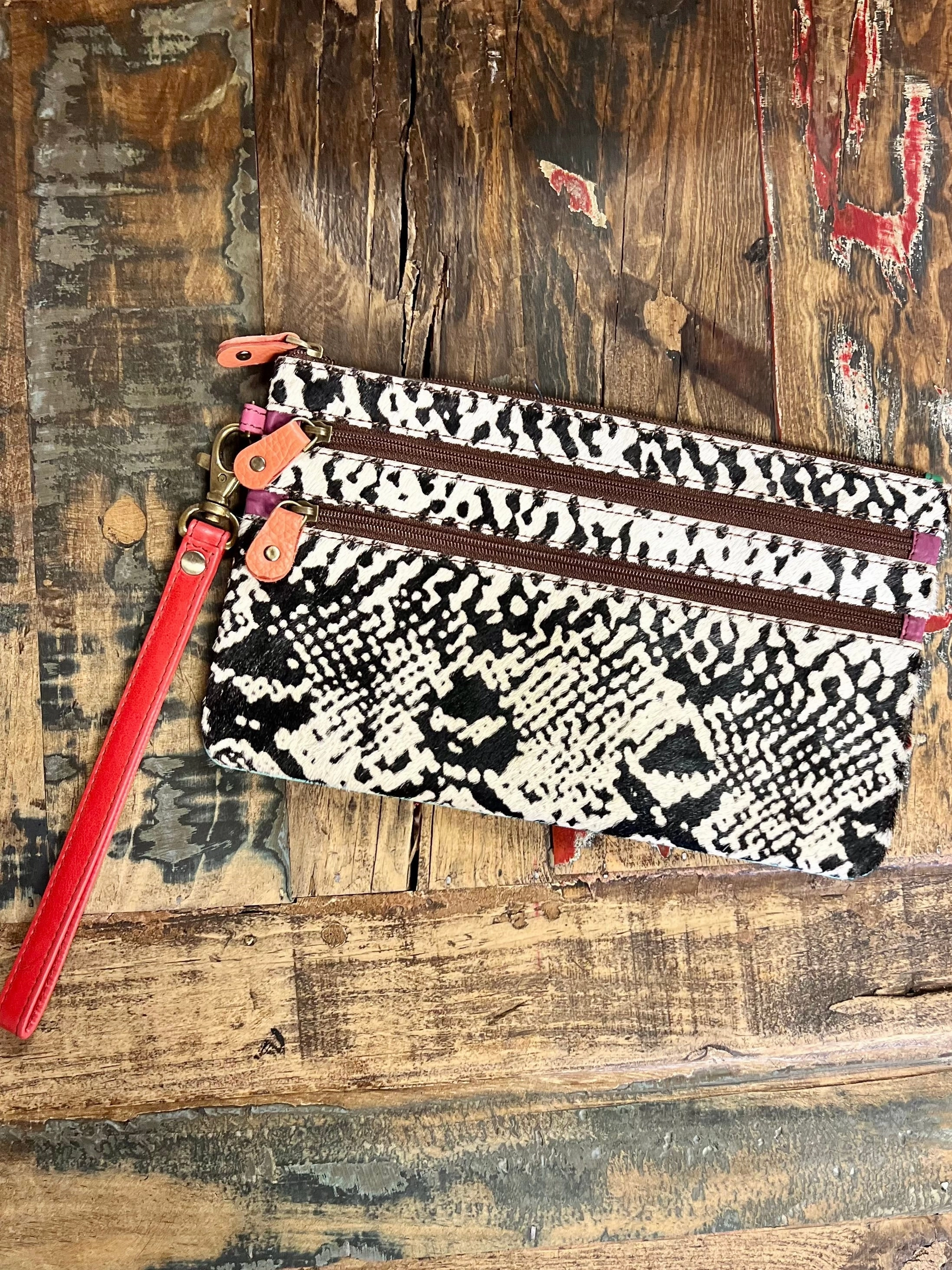 Vance Triple Zip Leather Wristlet- 3 colors