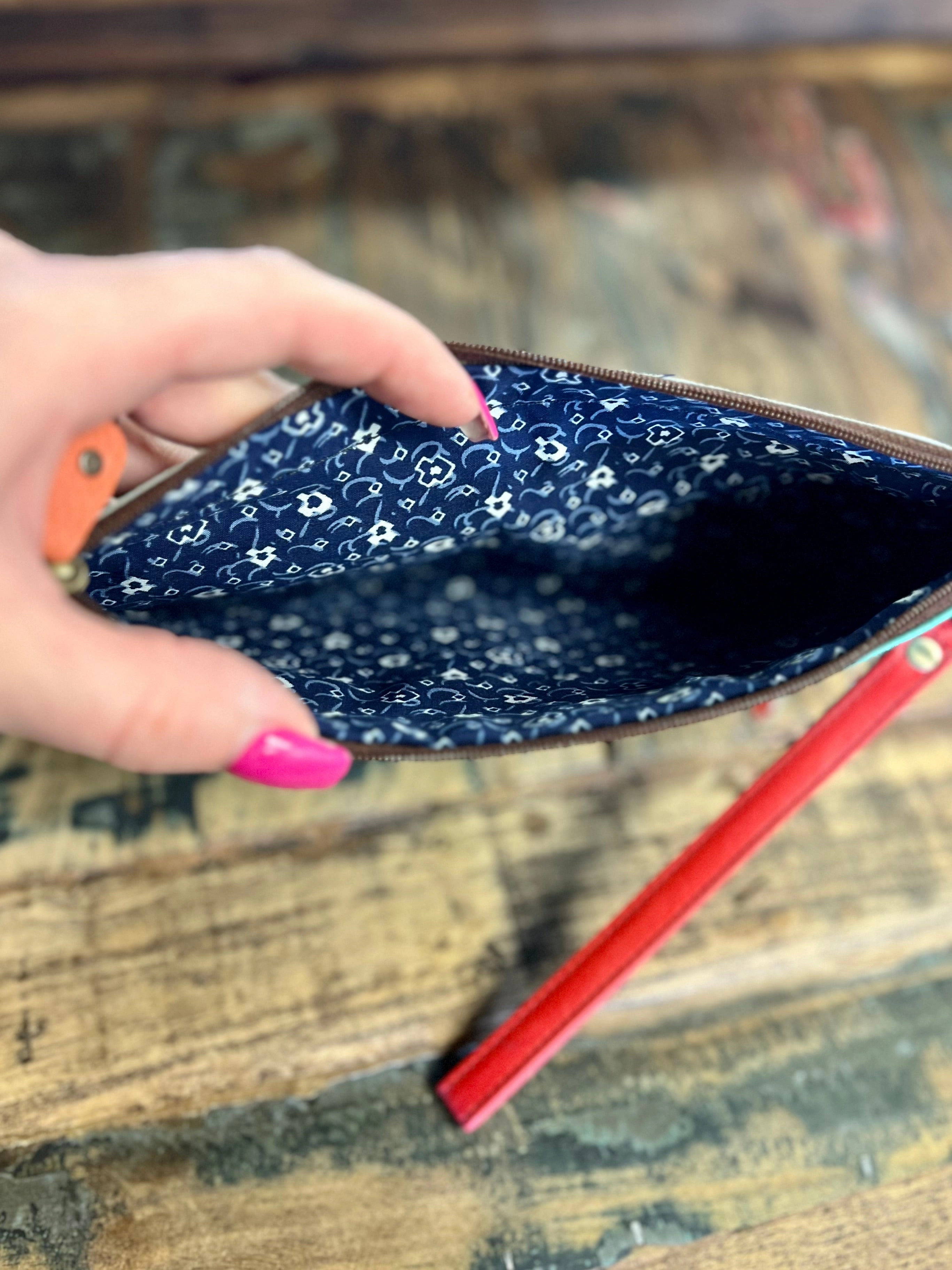 Vance Triple Zip Leather Wristlet- 3 colors