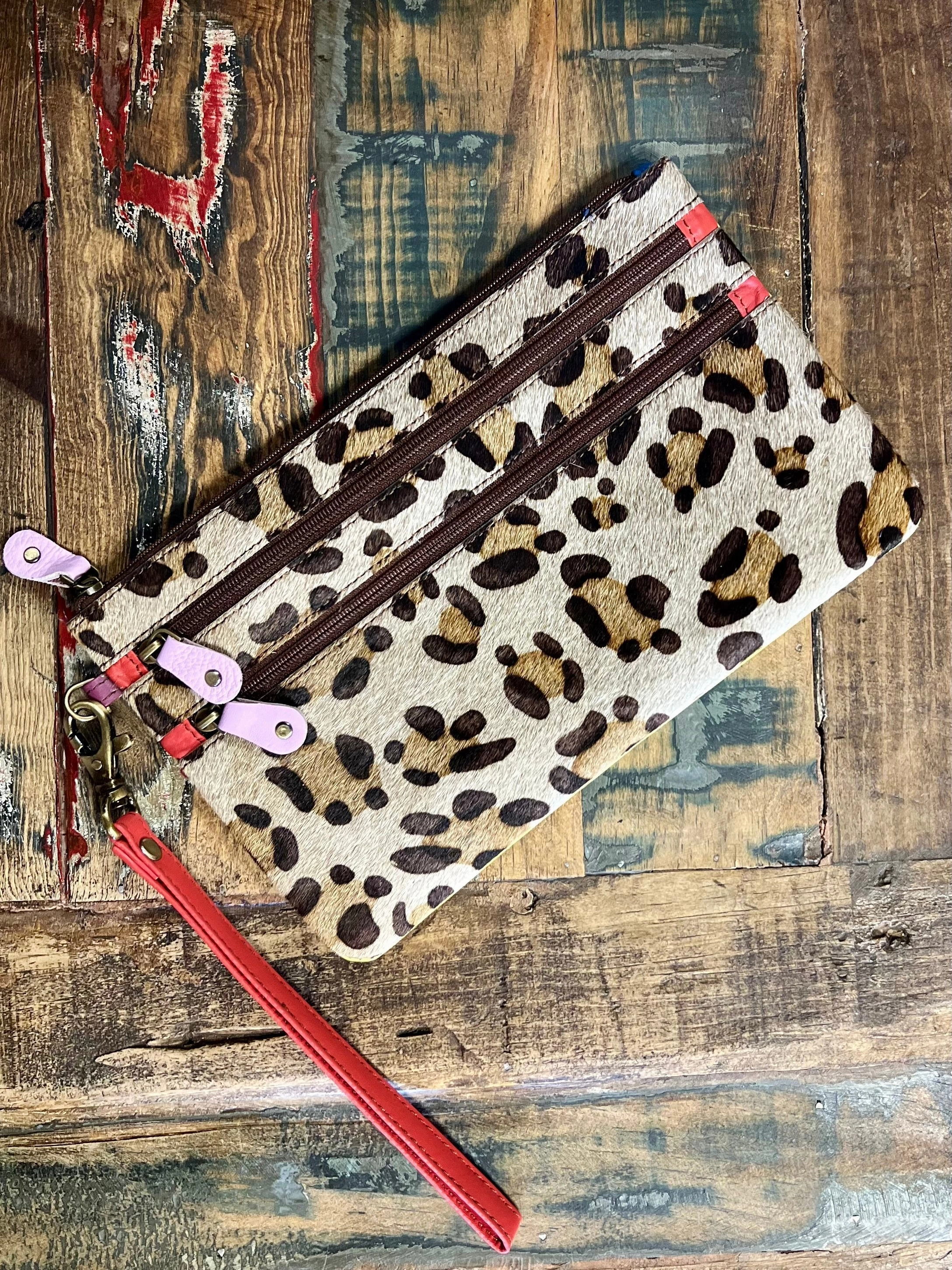 Vance Triple Zip Leather Wristlet- 3 colors