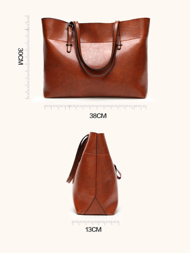 Vintage PU Leather Tote Bag Handbag Shopper Purse Office Laptop Bag