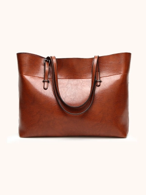 Vintage PU Leather Tote Bag Handbag Shopper Purse Office Laptop Bag