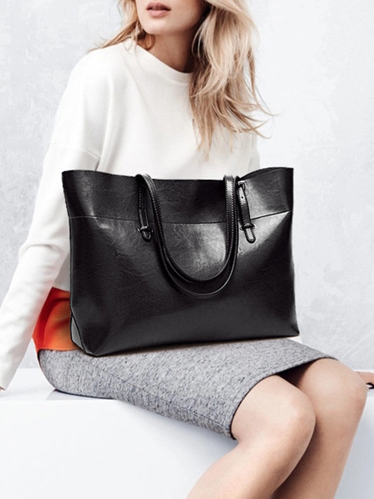 Vintage PU Leather Tote Bag Handbag Shopper Purse Office Laptop Bag