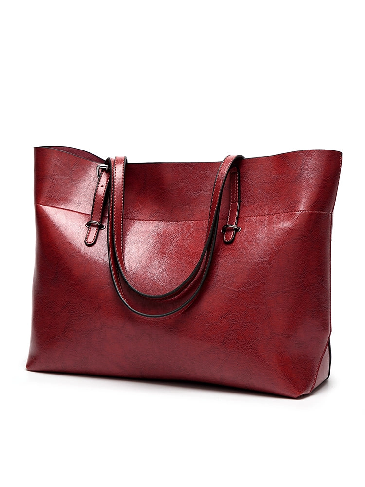 Vintage PU Leather Tote Bag Handbag Shopper Purse Office Laptop Bag