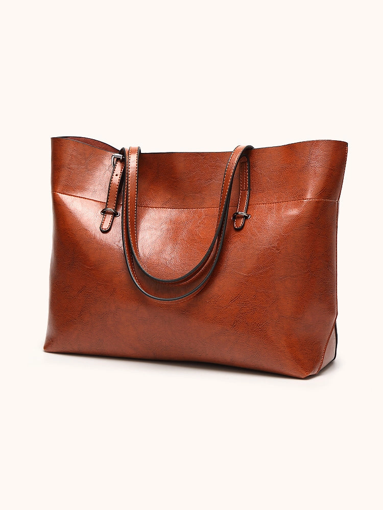 Vintage PU Leather Tote Bag Handbag Shopper Purse Office Laptop Bag
