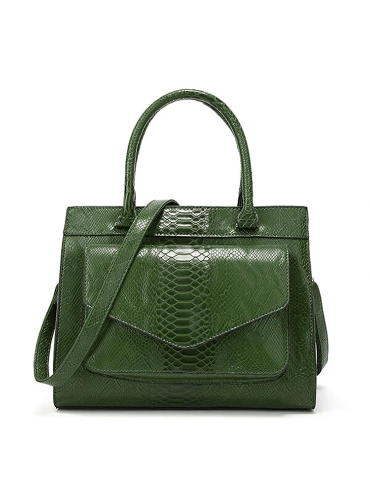 Women Snake Pattern Tote Bag Casual Large Capacity Crossbody Bag