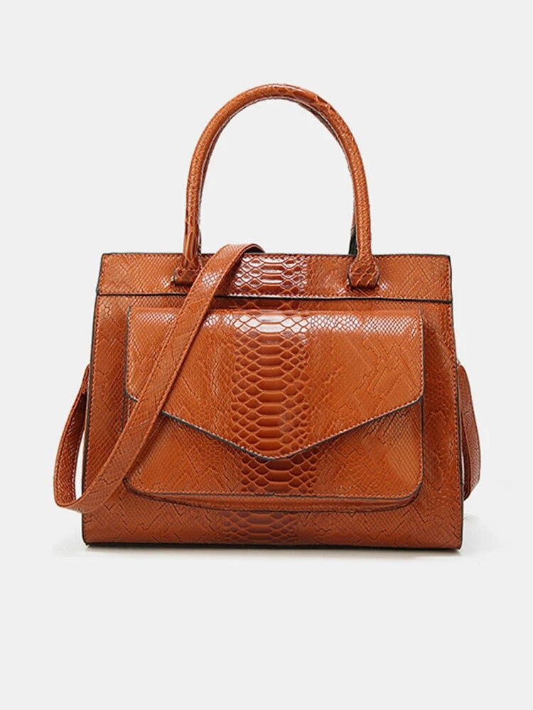 Women Snake Pattern Tote Bag Casual Large Capacity Crossbody Bag