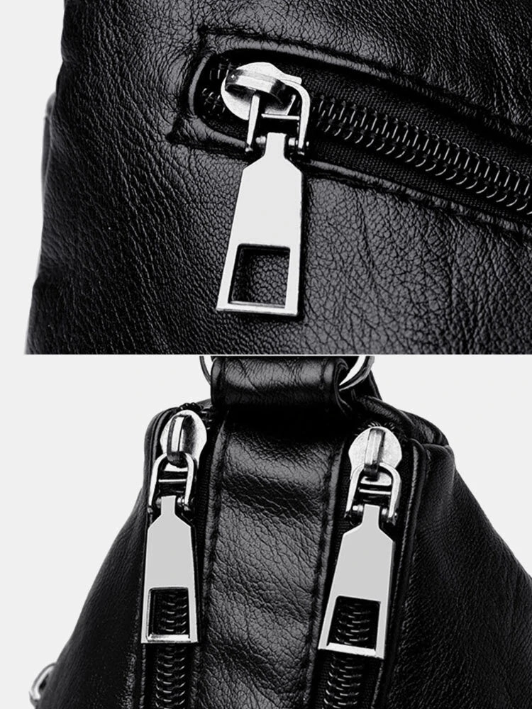 Women Vintage Anti-theft Multi-pocket PU Leather Crossbody Bag Shoulder Bag