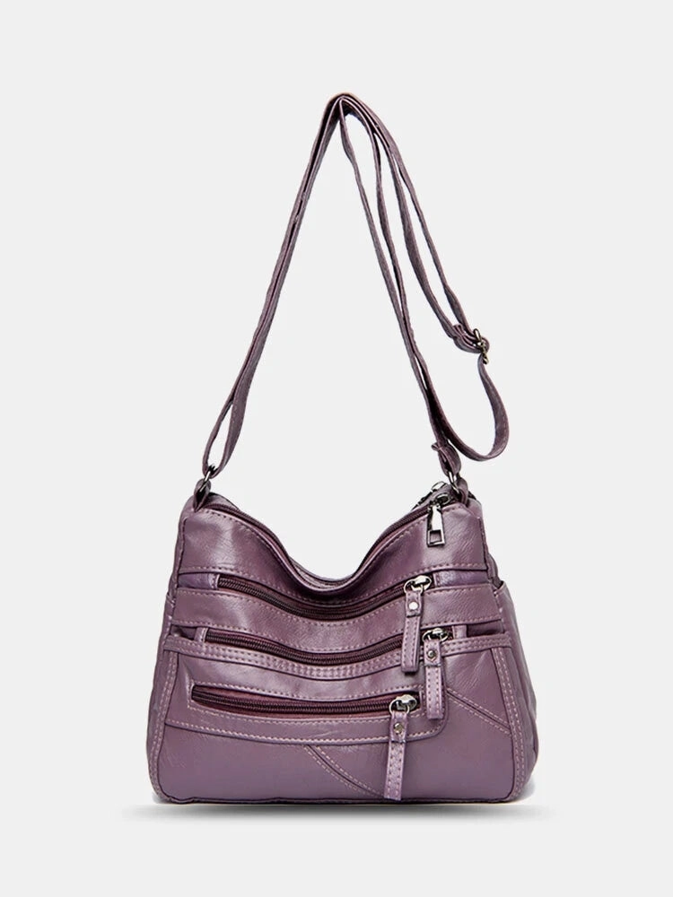 Women Vintage Anti-theft Multi-pocket PU Leather Crossbody Bag Shoulder Bag