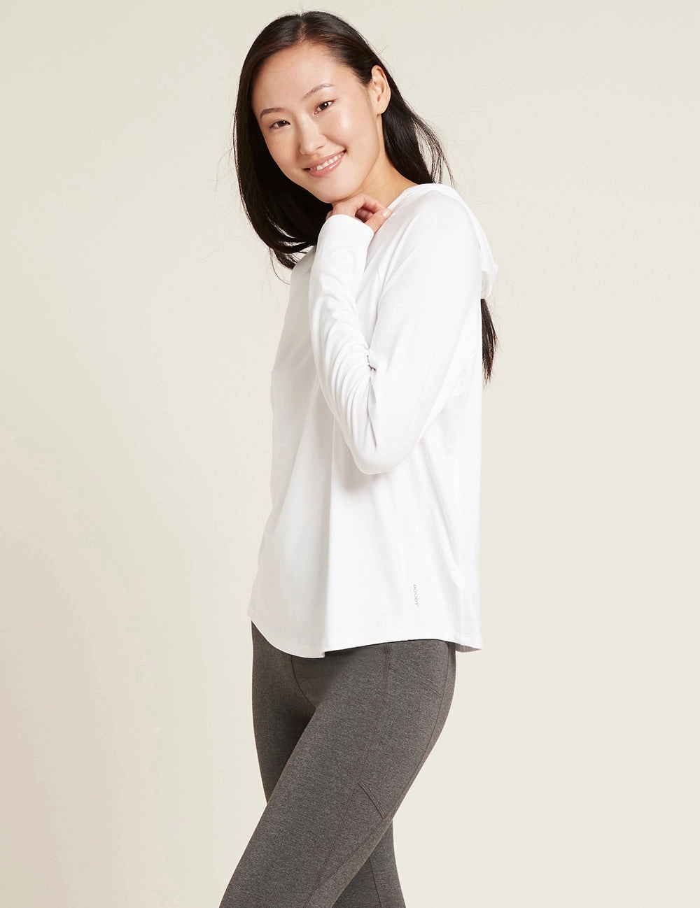 Women's Long Sleeve Hooded T-Shirt - White