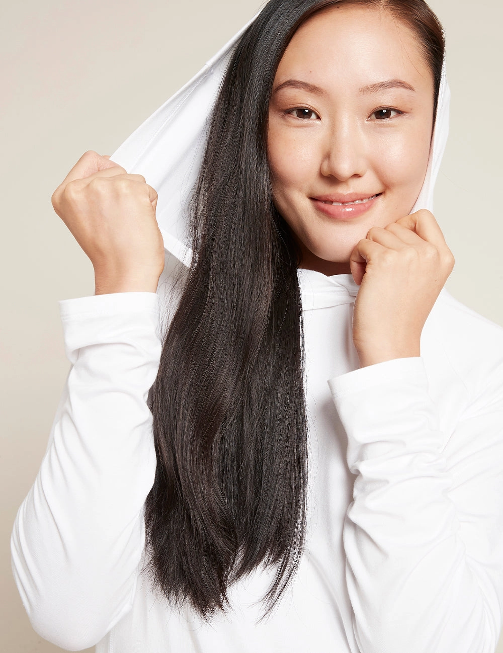 Women's Long Sleeve Hooded T-Shirt - White
